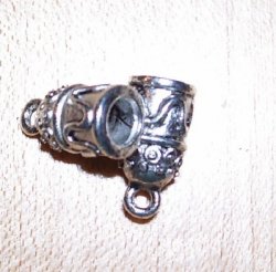 Thumbnail of 4mm, bell shaped, squiggly line detail kumihimo end caps