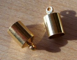 Thumbnail of 6mm goldtone kumihimo cord cap, 1 pair