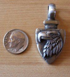 Thumbnail of Eagle Head on Shield with large bail 