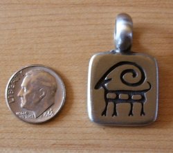 Thumbnail of Stylized Ram (Native American) engraved with large bail 