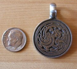Thumbnail of Chinese Style Dragon on Engraved on Disk with large bail 