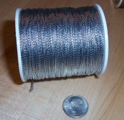 Thumbnail of Silver Metallic Cord, about 1mm diameter, sold by the yard