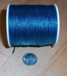 Thumbnail of Aqua Metallic Cord about 1mm diameter, sold by the yard