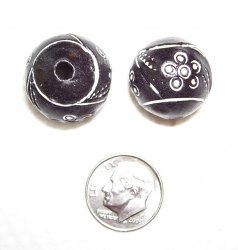 Thumbnail of Black & White Large Round about 20mm, photo shows top and side views