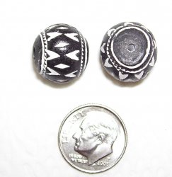Thumbnail of Black & White Small Round about 12mm, photo shows top and side views