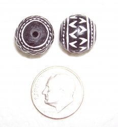 Thumbnail of Black & White Small Round about 12mm, photo shows top and side views