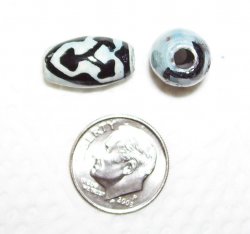 Thumbnail of Raku fired--Pale blue background w/ black design on one side