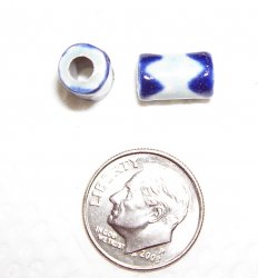 Thumbnail of Raku fired--Two-toned blue, small tube