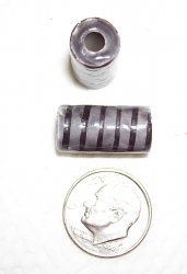 Thumbnail of Raku fired--about 20mm long tube, gray and black