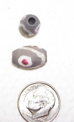 Thumbnail of Raku fired--unglazed gray background w/ off-whie and red design