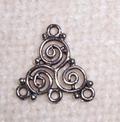 Thumbnail of Triple swirl, triple drop, earring component, silver plate