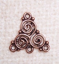 Thumbnail of Triple swirl, triple drop, earring component, copper plate