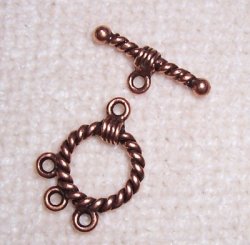 Thumbnail of Front hook Toggle w/ 3 loops for drops, copper plate