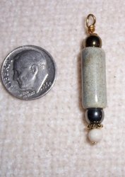 Thumbnail of Ceramic & Stone Pendant, Cylinder Bead