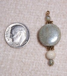 Thumbnail of Ceramic & Stone Pendant, Coin Bead