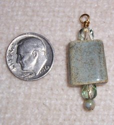 Thumbnail of Ceramic & Stone Pendant, Pillow Bead