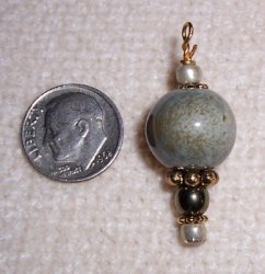 Thumbnail of Ceramic & Stone Pendant, Round Bead