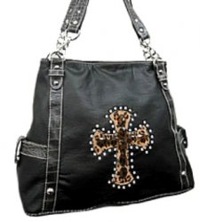 Thumbnail of Rhinestone & Cross Decorated Handbag - Dark Brown