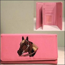 Thumbnail of Horse Head Embroidered Wallet - Pink