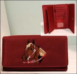 Thumbnail of Horse Head Embroidered Wallet - Wine