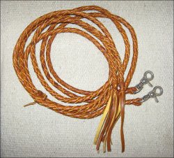 Thumbnail of Braided Leather Split Horse Reins - Light Oil