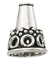 Thumbnail of SSCAP25  Sterling silver medium decorated cone - Bali style