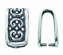 Thumbnail of SSBail06 - Sterling silver large antiqued & decorated pinch bail