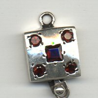 Thumbnail of SSBOXSTONE03 - Sterling square box clasp with five stones
