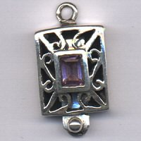 Thumbnail of SSBOXSTONE10 - Sterling pierced rectangular box clasp w/rectangular stone
