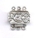 Thumbnail of SSBOX11 - Sterling silver rectangular triple strand box clasp - Bali style
