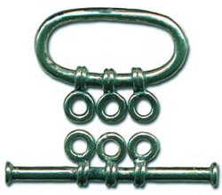 Thumbnail of SSTOG16- Medium oval sterling silver triple strand toggle - Turkish