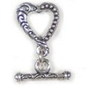 Thumbnail of SSTOG30 - Sterling decorated, stylized heart toggle - Bali style