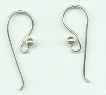 Thumbnail of SSEar03Long - Sterling silver S-hook earring with single ball & long tail