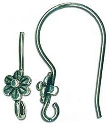 Thumbnail of SSEar14 - Sterling silver wire earring with tiny daisy design - Turkey
