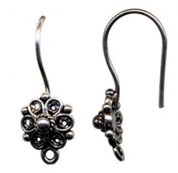 Thumbnail of SSEar15 - Sterling silver wire earring with filigree flower design - Turkey