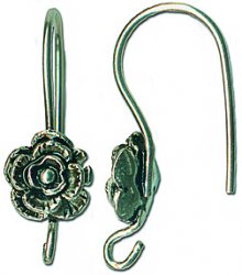 Thumbnail of SSEar16 - Sterling silver wire earring with rose flower design - Turkey