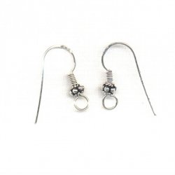 Thumbnail of SSEar18 - Sterling silver wire earring with daisy and wire twist design