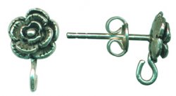 Thumbnail of SSEar25 - Sterling silver stud earring with rose design - Turkey