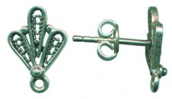 Thumbnail of SSEar26 - Sterling silver stud earring with filigree fan design - Turkey