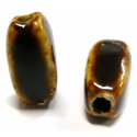 Thumbnail of CERSqBar-Cof - Handmade square barrel shaped ceramic bead - coffee brown color.