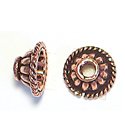 Thumbnail of CopCap02 - solid copper bead cap with corrugated design & wire twist rim - Bali