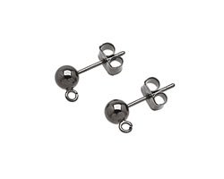 Thumbnail of GMEar04 - gun metal 4mm ball stud earring