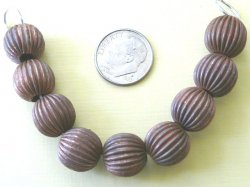 Thumbnail of CEBead02 - Solid copper 12mm round corrugated bead for enameling