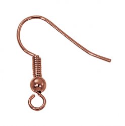 Thumbnail of COPEar02 - Solid copper fish hook earring with wire twist & ball design