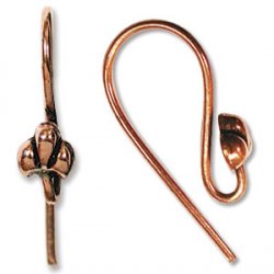 Thumbnail of COPEar04 - Solid copper fish hook earring with fleur di lis design