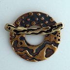 Thumbnail of SakiBrTog63 - Saki rnd. bronze decorated toggle w/decorated bar- Thailand