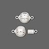 Thumbnail of SPMagnetic01 - Silver plate magnetic shiny ball clasp w/laser cut spirals