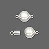 Thumbnail of SPMagnetic02 - Silver plate magnetic brushed ball clasp w/laser cut spirals