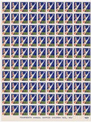 Thumbnail of 9A-15.10x, 1947 U.S. Easter Charity Seals, Sheet/100, UL E, MNH