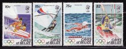 Thumbnail of Cayes of Belize 14-17, 1984 Summer Olympics Stamps, Sailing, Swimming, MNH